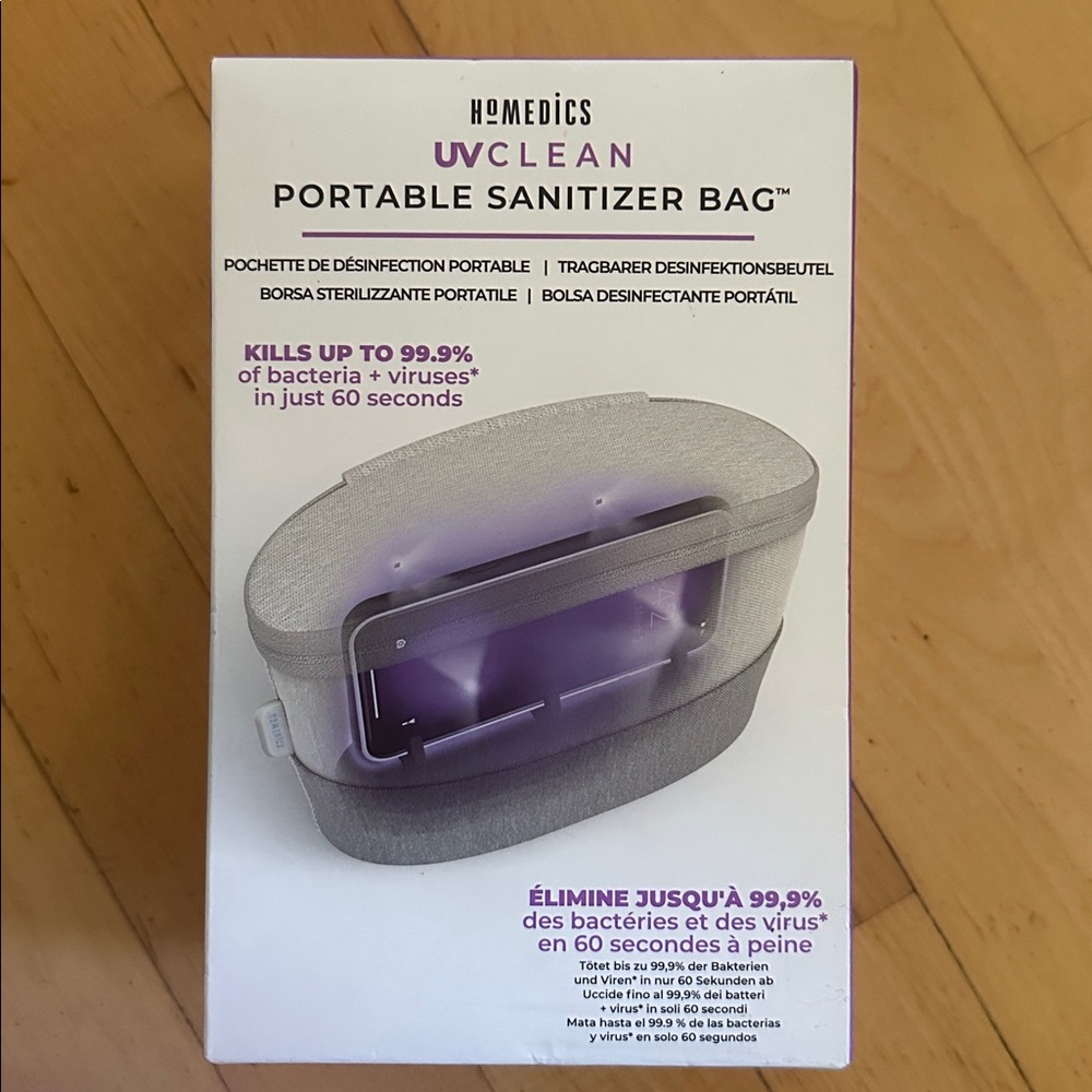 New in box Homedics UV Clean portable sanitizer bag